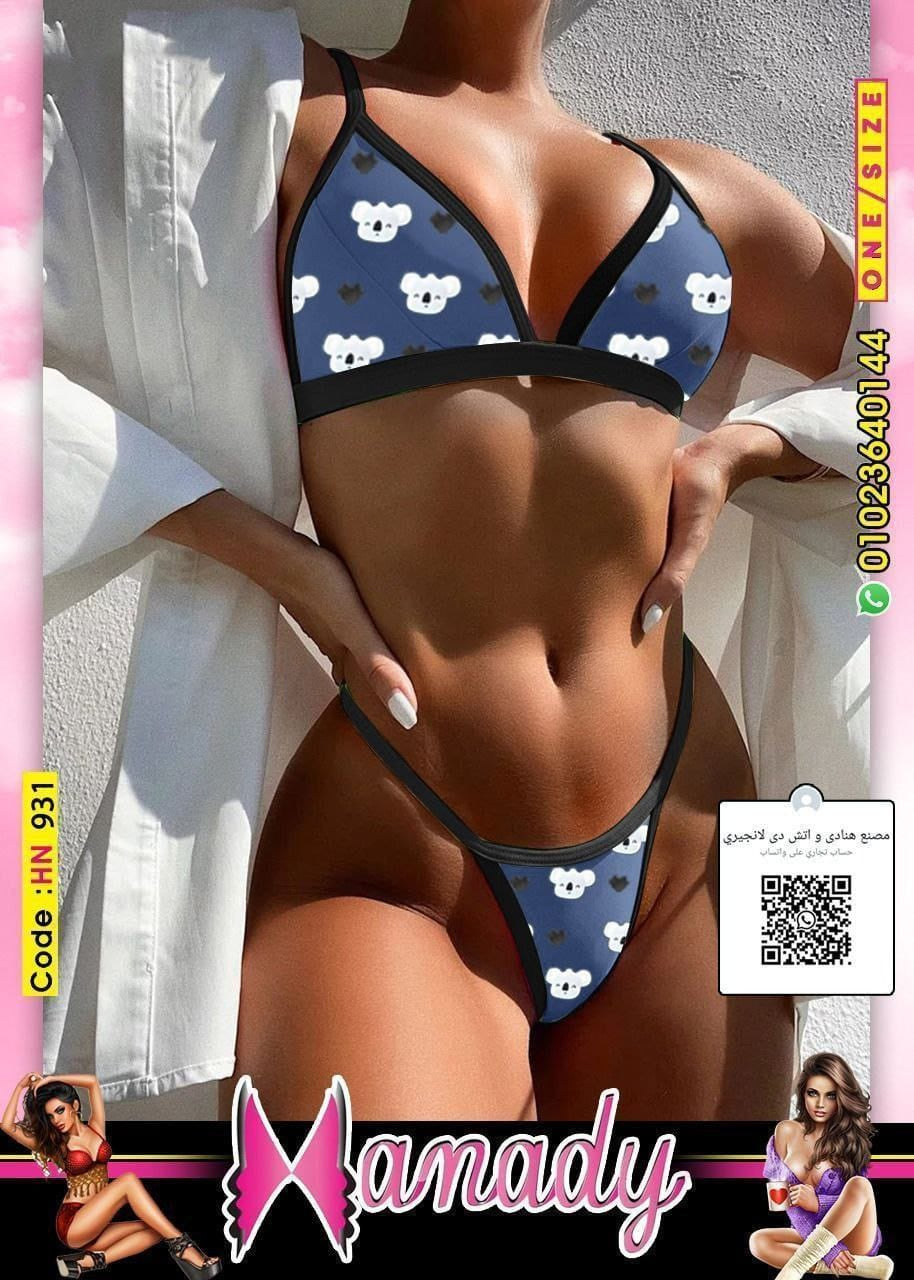 Hn931 بكيني خامة قطن بنقشة مميزة وان سايز لحد 80 ك