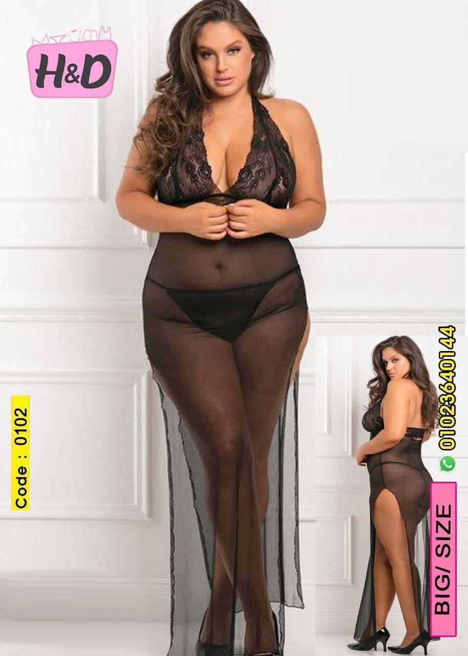 لانجيري بيج سايز اسود شفاف تلبيس لحد 120 ك HD0102