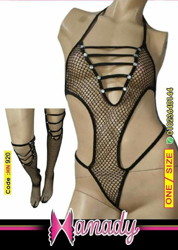 Hn920 سلوبتة شبك ليكرا وان سايز تلبيس لحد 80ك ماركة هنادي